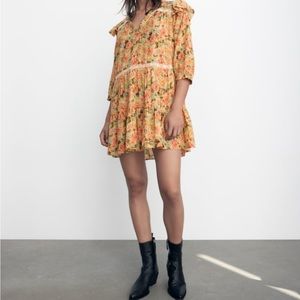Zara Floral Print Mini Dress Size Small. New with Tags. Never worn.